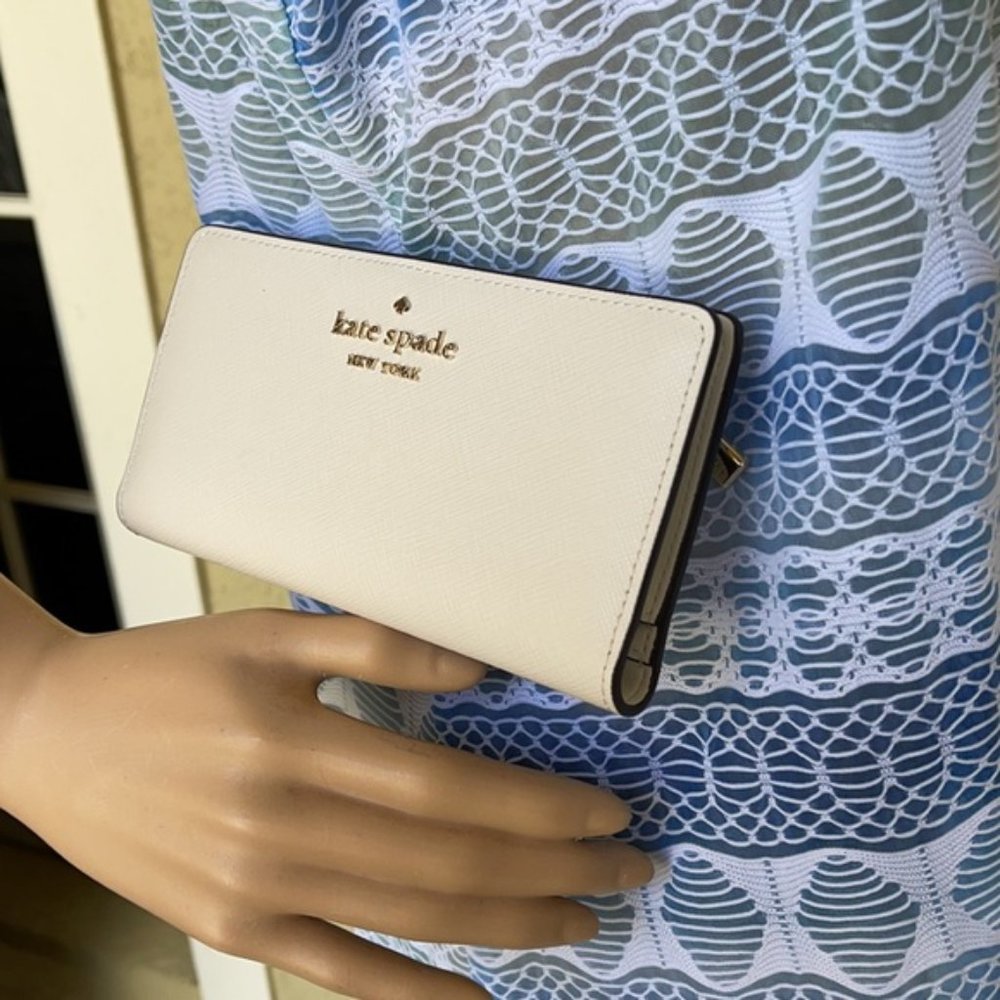 Kate Spade Staci Large Slim Bifold Wallet Parchment - Picture 15 of 16